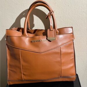 Christian Siriano Cognac Leather Tote with Top Handles